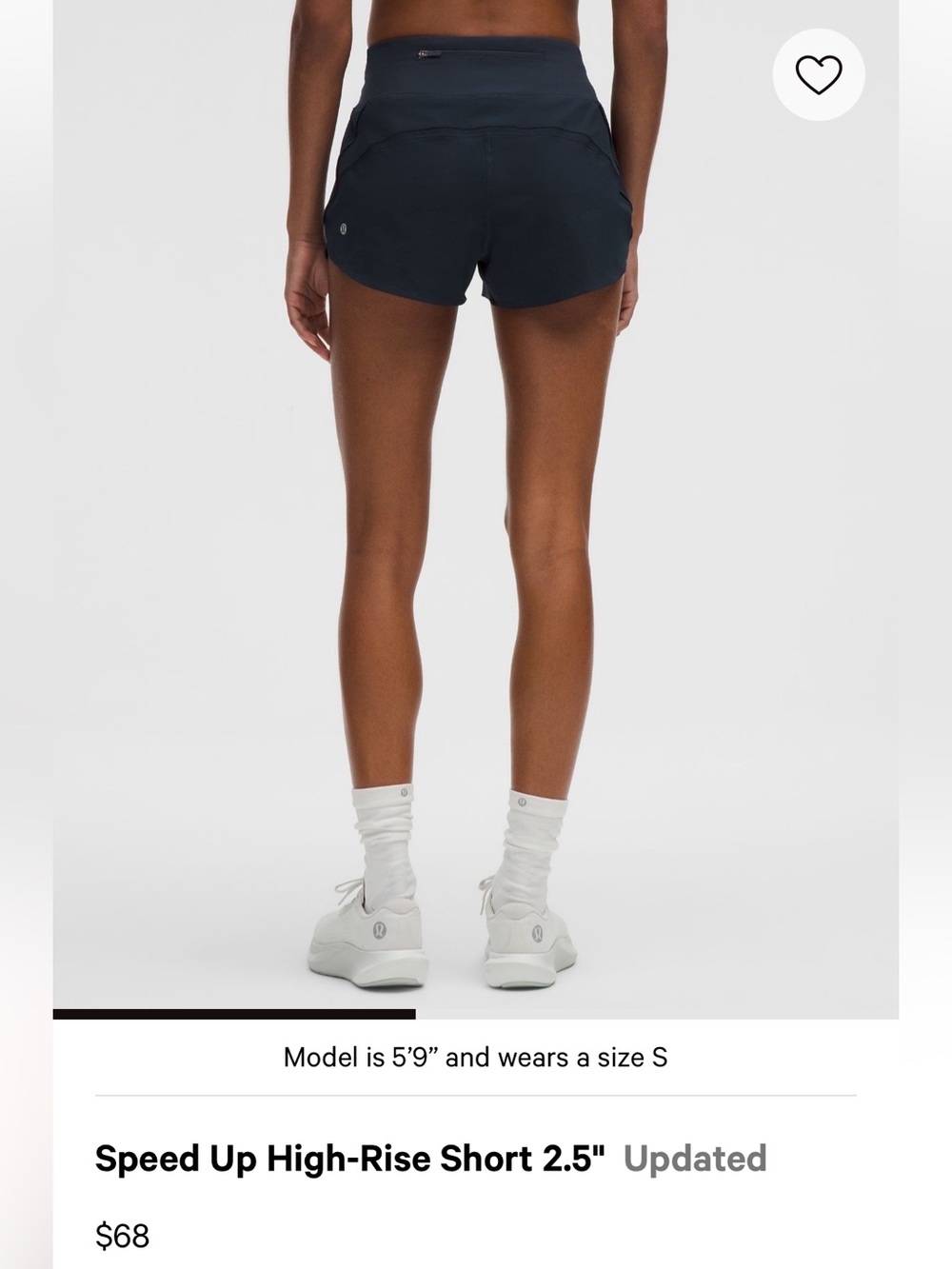 Lululemon speed up high rise shorts in True Navy 2.5” inseam